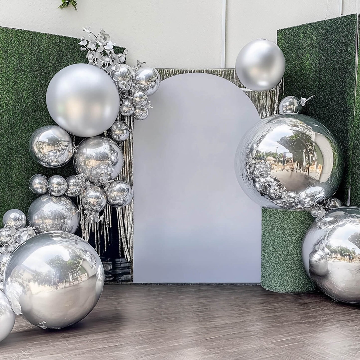 4-Pack Metallic Silver Sphere Balloons, 39" Orbz Mylar Balloons Helium or Air-Filled Party Supplies