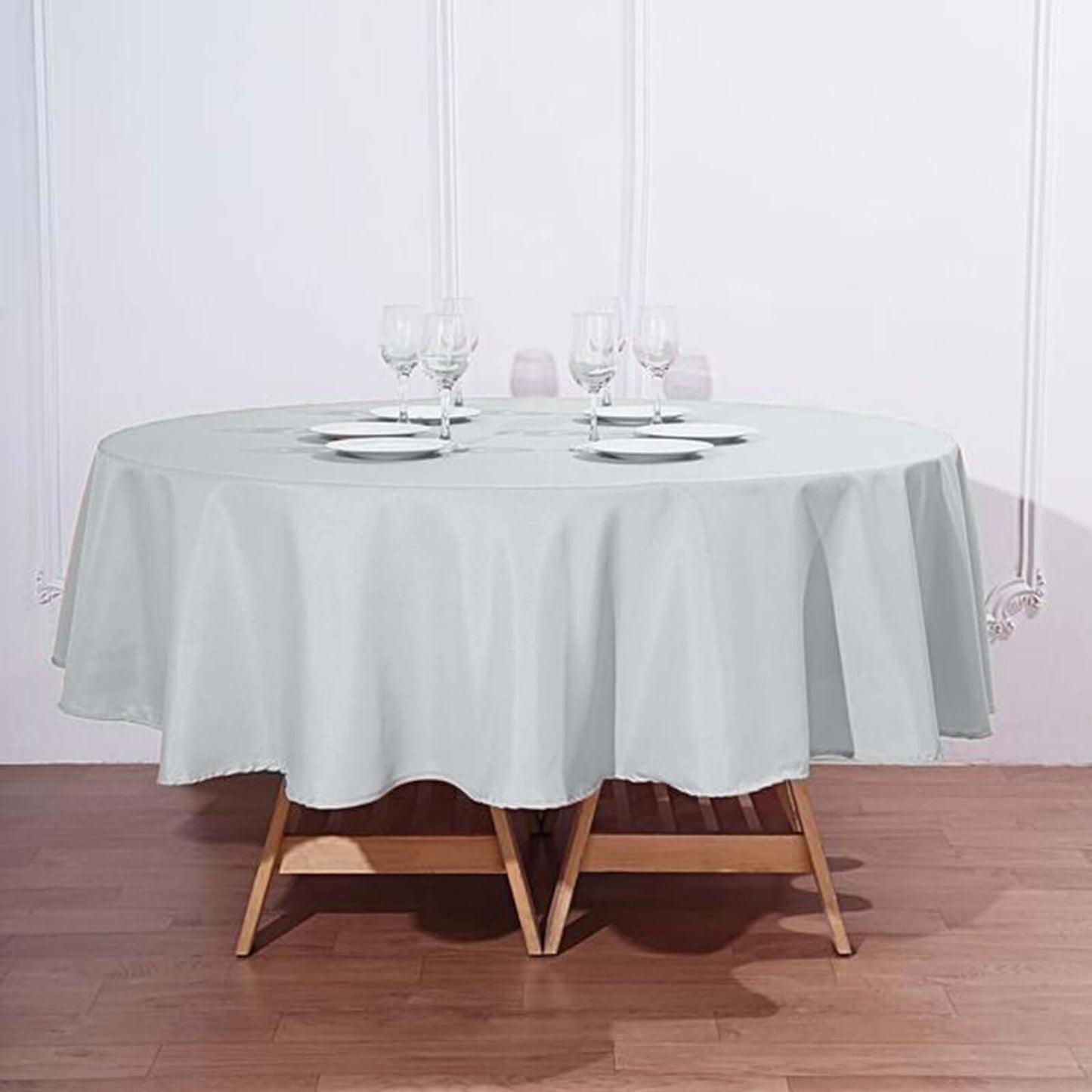 Polyester 90" Round Tablecloth Silver - Stain & Wrinkle-Resistant Table Cover