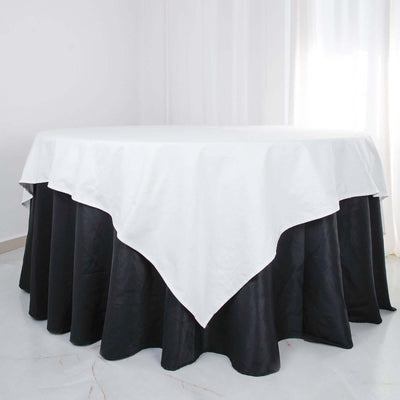 100% Cotton 90"x90" Table Overlay Square Tablecloth White Linen - Sophisticated, Soft & Breathable Fabric Table Cover