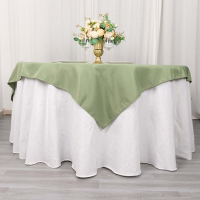 Premium Polyester 54"x54" Table Overlay Square Tablecloth Dusty Sage Green - 220GSM Stain and Wrinkle-Resistant Table Topper