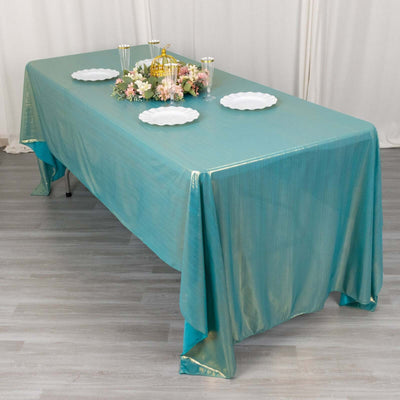 Sequin Dots Polyester 60"x126" Rectangle Tablecloth Shimmering Turquoise - Wrinkle Free & Sparkling Table Cover