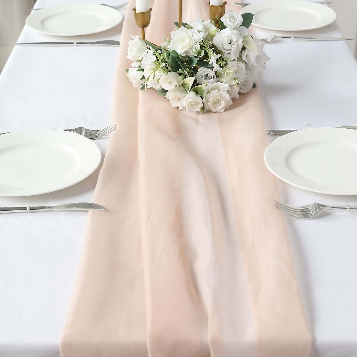 Chiffon 6ft Table Runner Nude - Flowy & Lightweight Table Decor