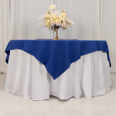Cotton Blend 70"x70" Table Overlay Square Tablecloth Royal Blue - Wrinkle-Resistant Fabric Table Topper
