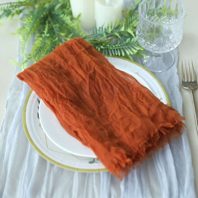 5 Pack Gauze Cheesecloth 24"x19" Napkins Terracotta (Rust) Reusable Dinner Napkins