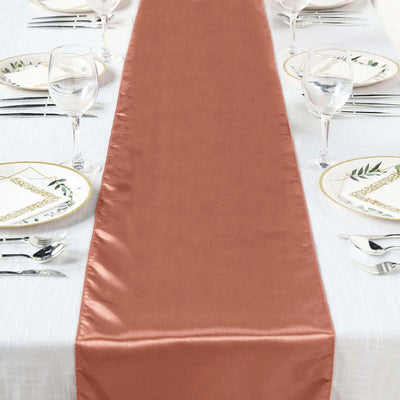 Satin 12"x108" Table Runner Terracotta (Rust) - Stylish Table Linen