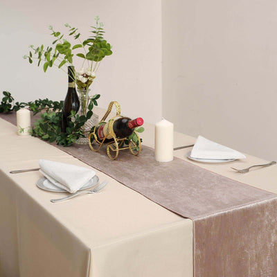 Premium Velvet 12"x108" Table Runner Mauve - Sheen Finish Reusable Table Decor