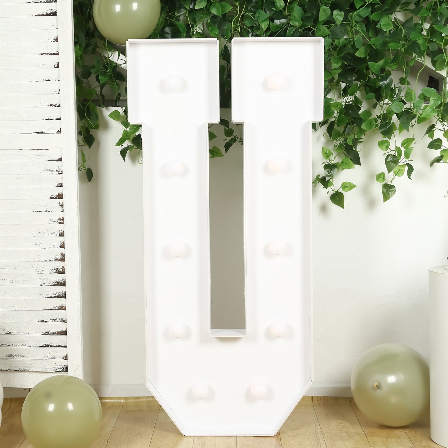 Giant LED Marquee Light Up Letter "U", White 4ft Pre-Cut Foam Board with 10 Warm White Battery Operated LEDs, Glue Gun and Sticks
