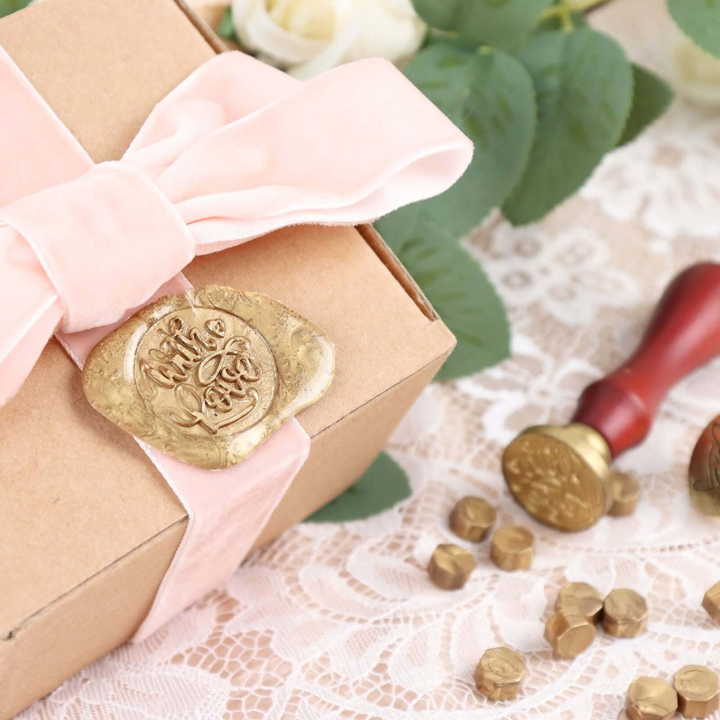 2 Set Wax Seal Stamp Kit Party Favors, Gold Silver "With Love" and "Thank You" Wax Stamp, Wedding Invitation Envelope Letters Mailing Crafts Set