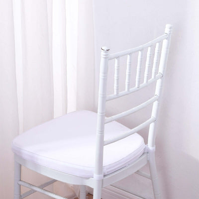 Chiavari Chair Cushion with 1.5" Thick Memory Foam and Ties White - Stylish Removable Cover for Comfort