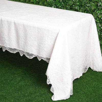 Lace 60"x126" Rectangular Oblong Tablecloth White - Premium Finish for Sophisticated Occasions