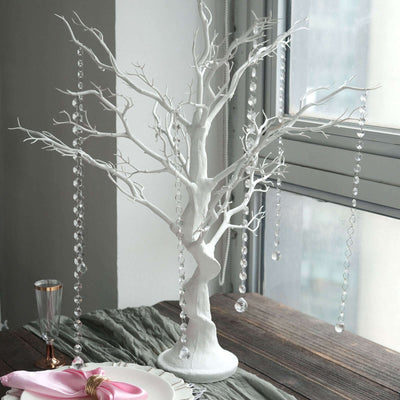 Manzanita Tree Centerpiece White with 8 Acrylic Bead Chains & Event Displays 34"