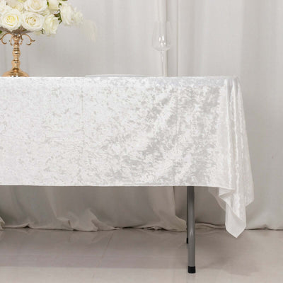 Premium Crushed Velvet 60"x102" Rectangle Tablecloth White - Reusable Soft & Classy Table Cover
