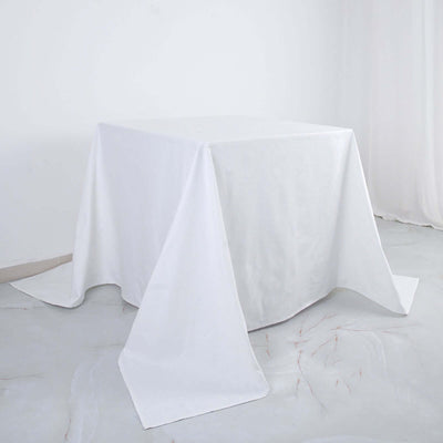 100% Cotton 90"x90" Square Tablecloth White Linen - Sophisticated, Soft & Breathable Fabric Table Cover