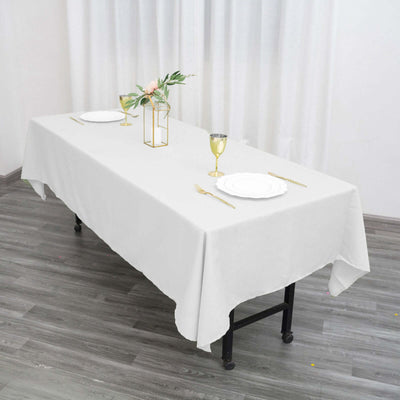 Polyester 60"x102" Rectangle Tablecloth White - Durable and Stylish Table Cover for Special Events