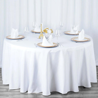 Premium Polyester 108" Round Tablecloth White - Wrinkle-Resistant 220GSM Table Cover for Weddings & Events