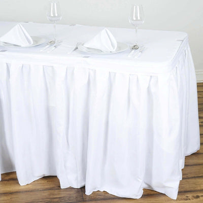 Polyester 21ft Table Skirt White - Classic Pleated Design for Weddings & Events