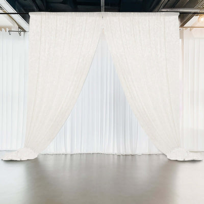 White Crushed Velvet Backdrop Curtain – 5ft x 12ft Event Drape with Rod Pocket, Privacy Panel for Photo Booths & Events