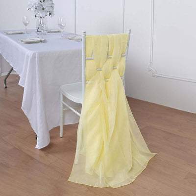 5 Pack Chiffon Chair Sashes Yellow - Soft & Lightweight Designer Chair Bows 22"x78"