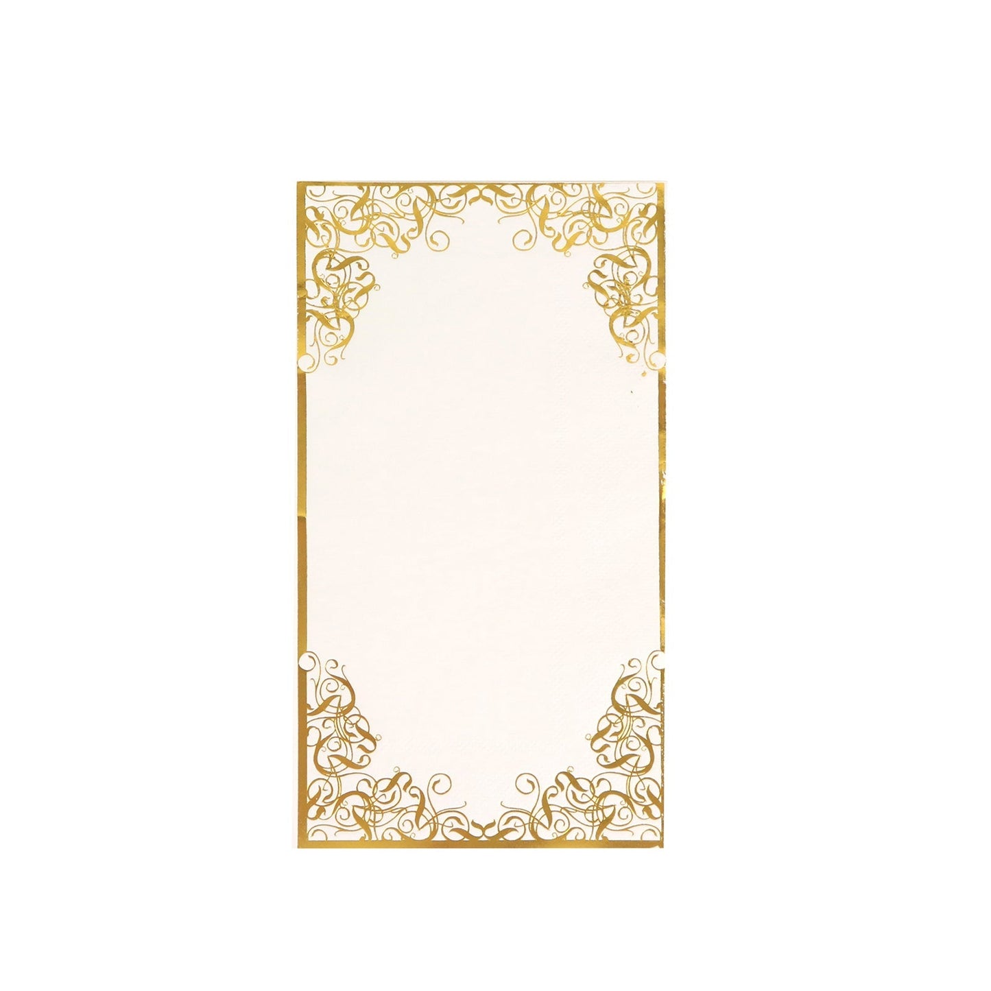 50-Pack Paper Dinner Napkins White with Gold Foil Lace Design 2 Ply - European Style Napkins for Parties 8"x4"