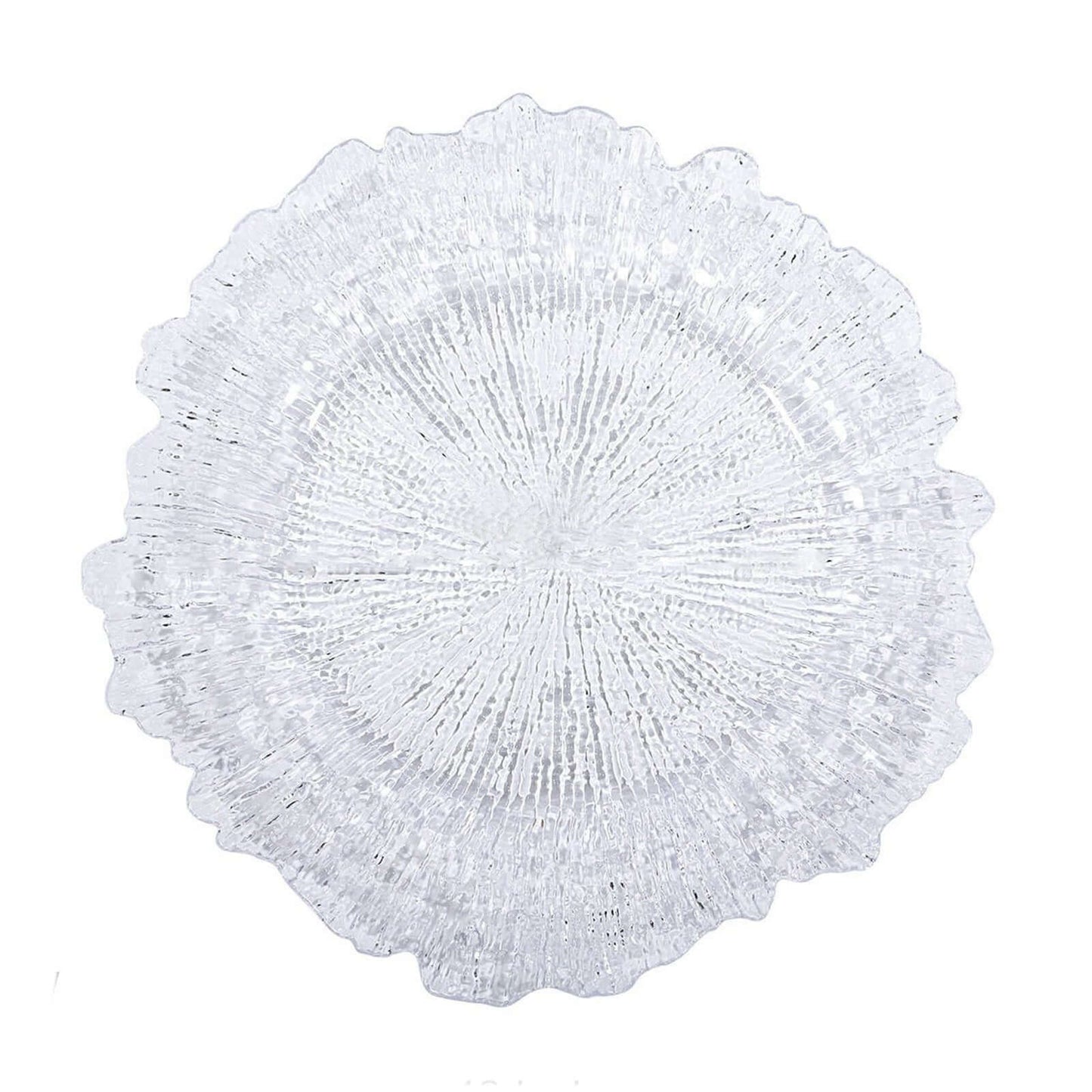 6-Pack Plastic Round Charger Plates 13" in Clear with Reef Design, Decorative Dinner Party Serving Plates