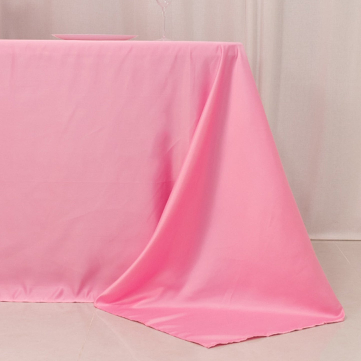 Lamour Satin 90"x132" Rectangle Tablecloth Pink - Soft & Silk-Like Seamless Table Cover
