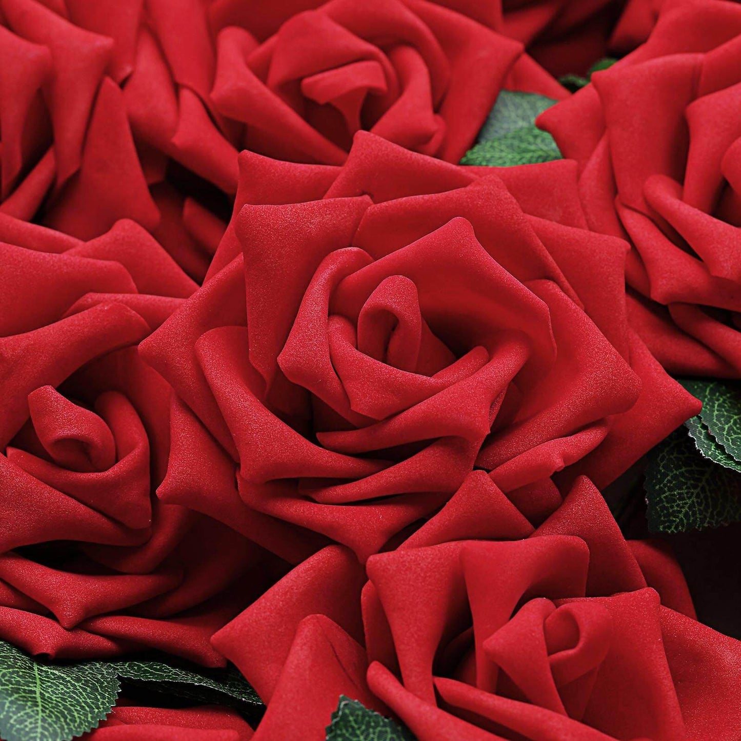 24 Roses 5" Red Artificial Foam Flowers With Stem Wire and Leaves