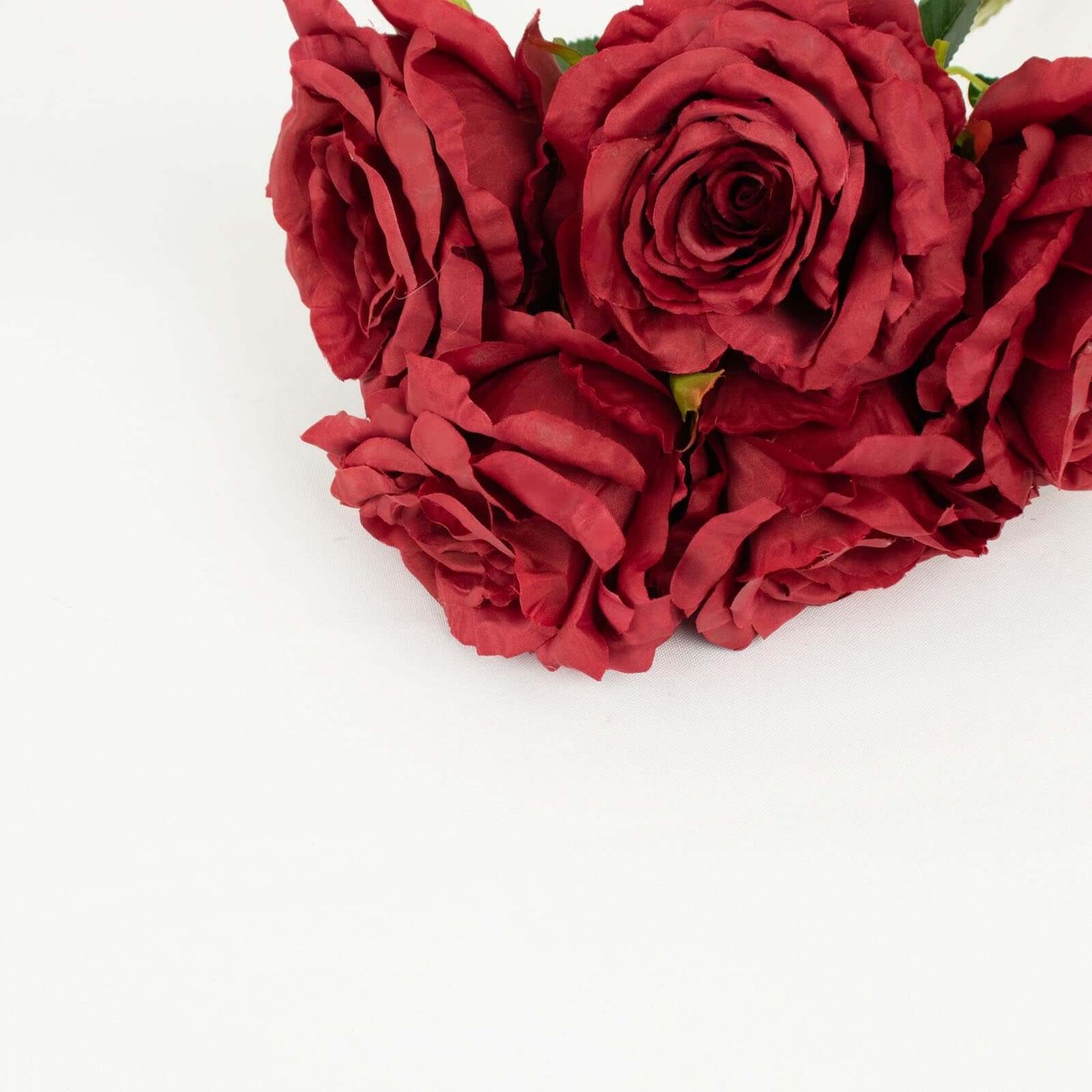 2 Bushes 17" Burgundy Premium Silk Jumbo Rose Flower Bouquet, High Quality Artificial Wedding Floral Arrangements