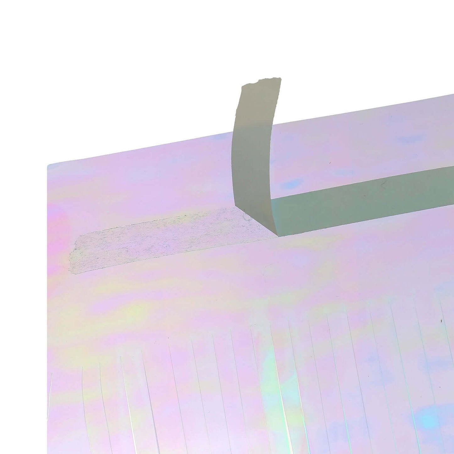 Metallic Foil Fringe Table Skirt Iridescent Blue with Self Adhesive Backing - Durable Tinsel Skirt for Parties 30"x9ft