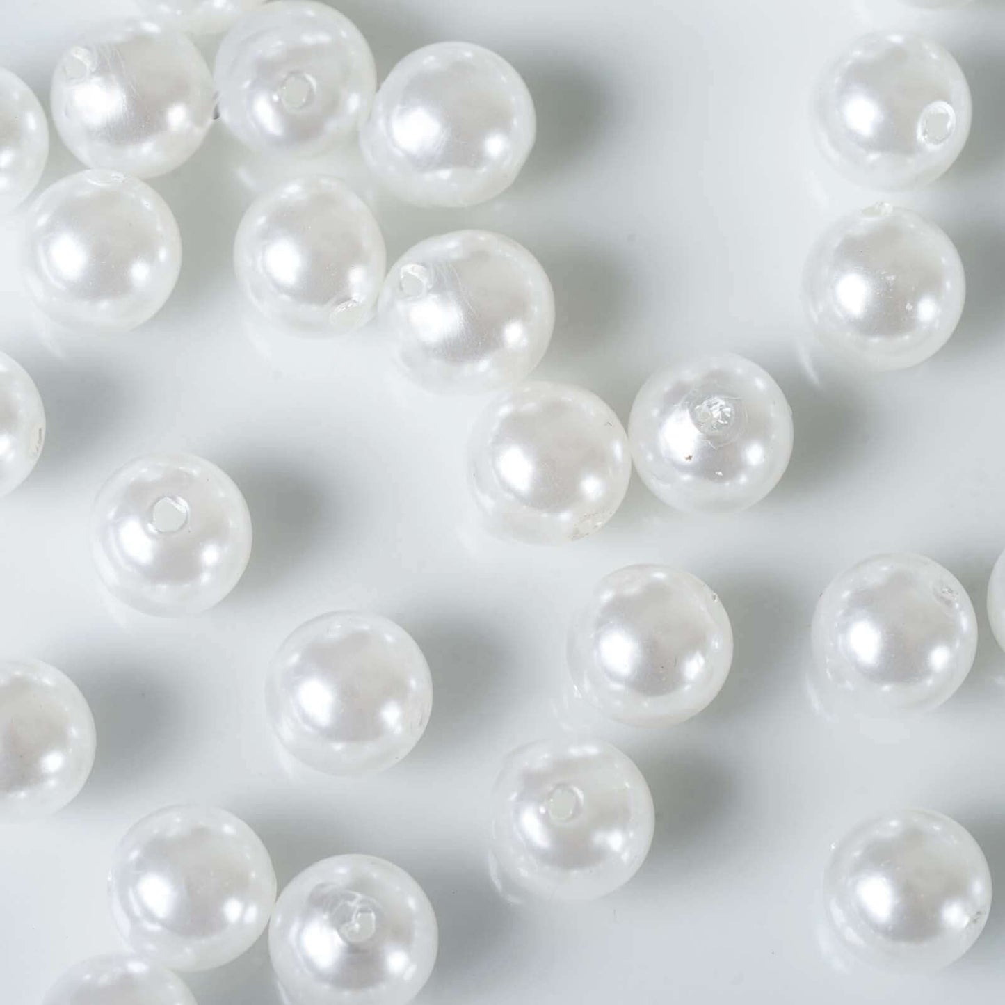 1000-Pack Faux Craft Pearl Beads White - Smooth Beads with Holes for Vase Filler Jewelry Making Bridal Accessories & Event Decor 10mm