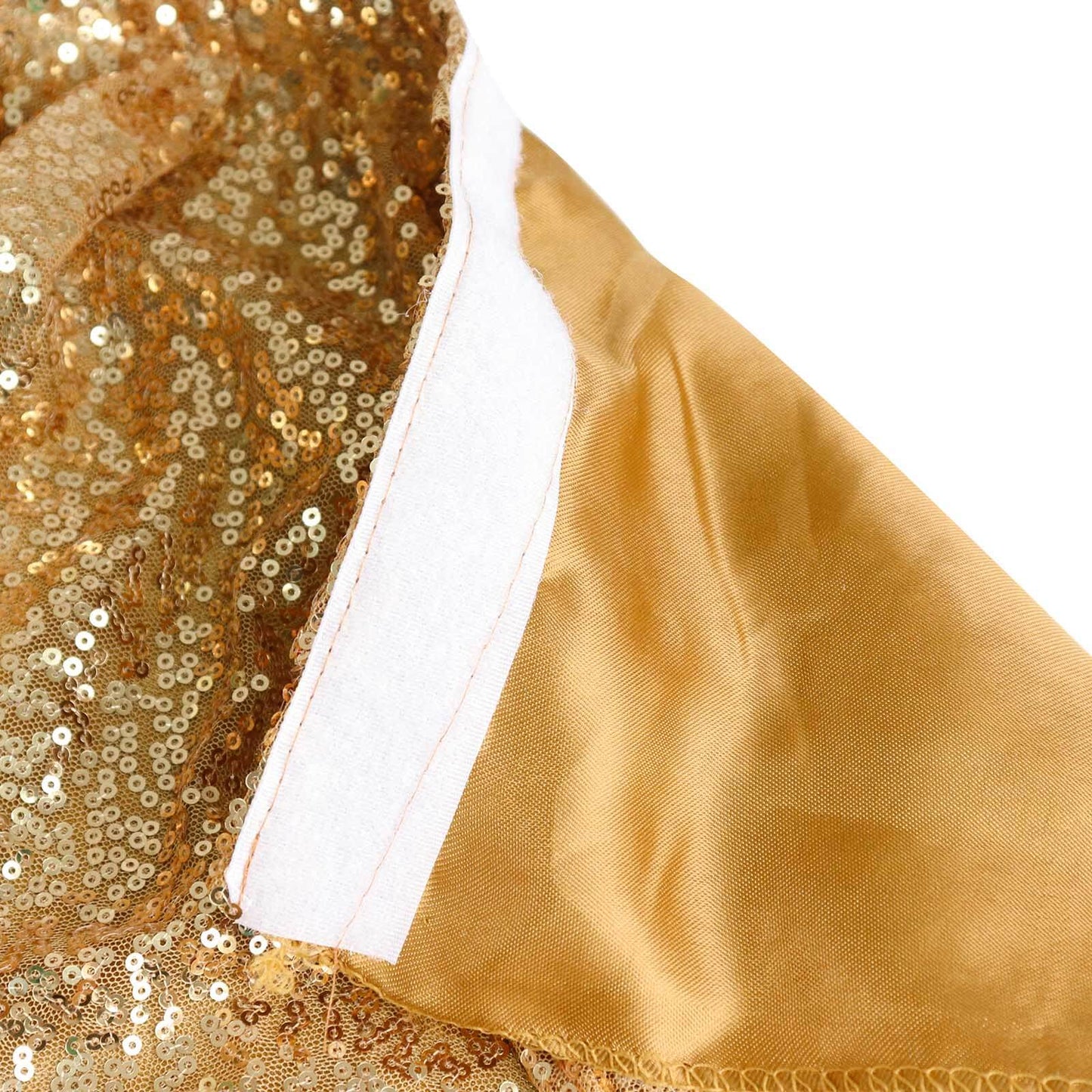 Sequin 17ft Table Skirt Gold - Pleated Satin With Top Velcro Strip - Glitzy Event Decoration