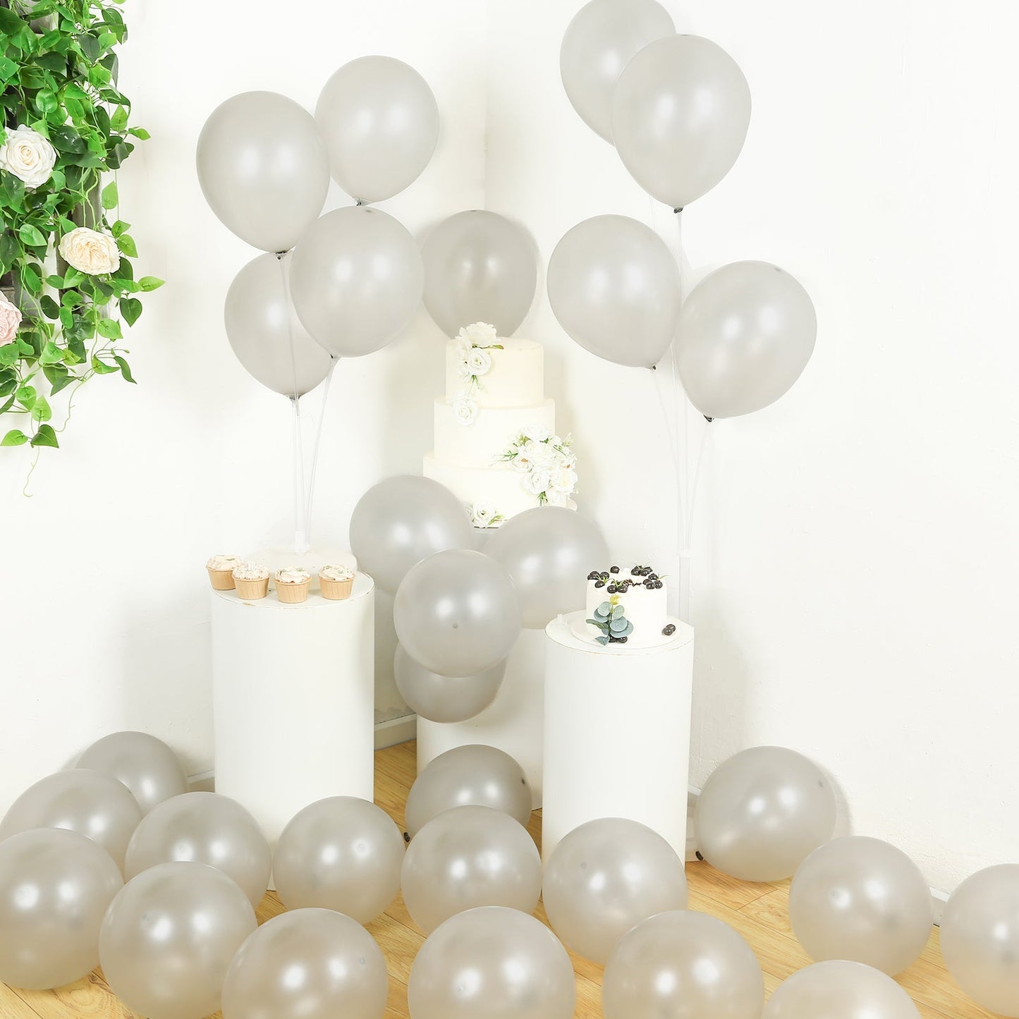 50 Pack Silver Biodegradable Balloons, 12" Thickened Extra Strong Eco-friendly Latex Helium Party Balloons