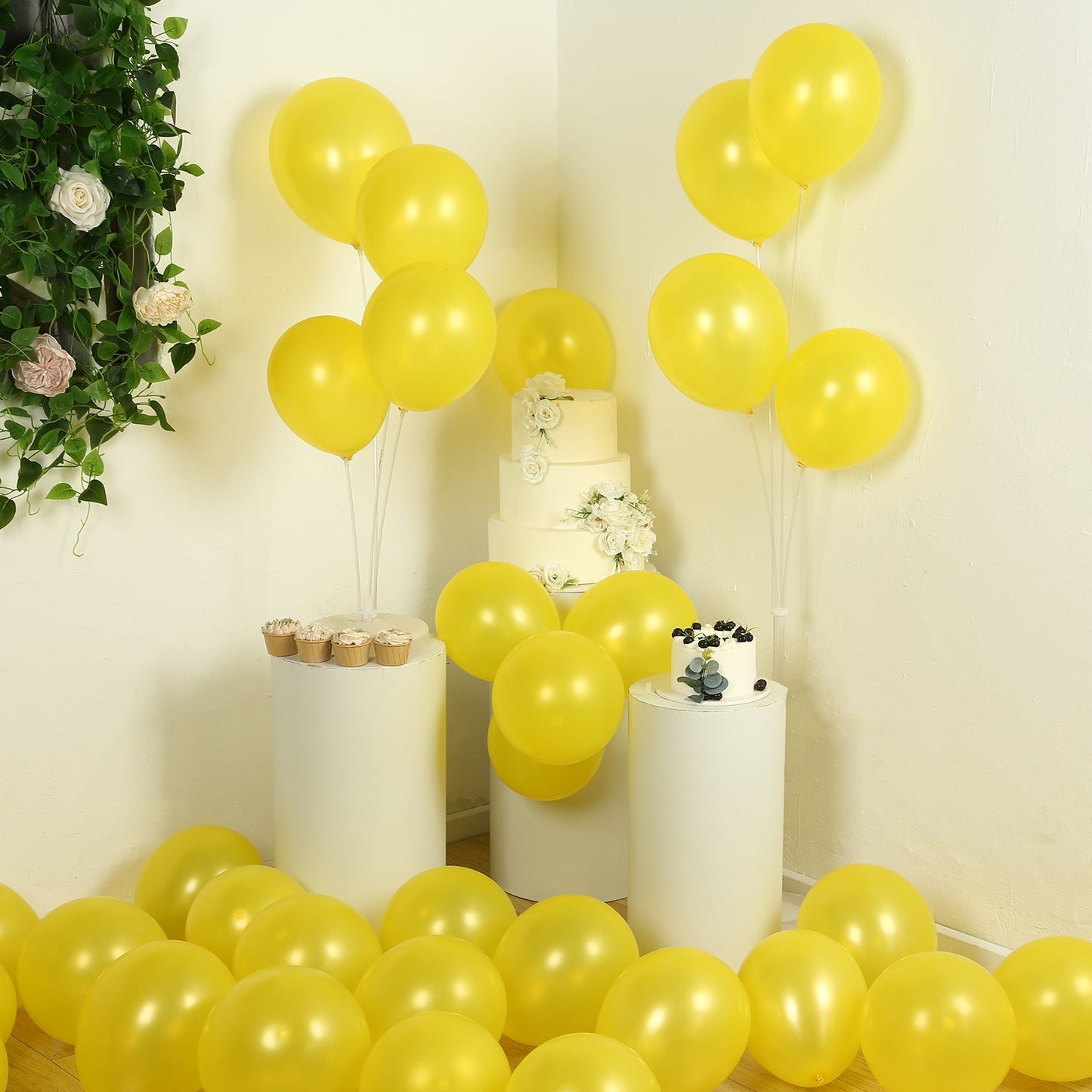 50 Pack Yellow Biodegradable Balloons, 12" Thickened Extra Strong Eco-friendly Latex Helium Party Balloons