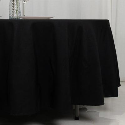 Fire Retardant Premium Polyester 108’’ Round Tablecloth Black - Stylish High-Performance Table Cover for Large