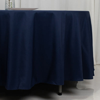 Fire Retardant Premium Polyester 108’’ Round Tablecloth Navy Blue - High-Performance Table Cover - Tablecloths