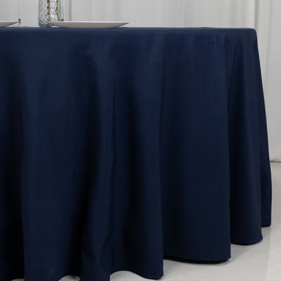 Fire Retardant Premium Polyester 120’’ Round Tablecloth Navy Blue - High-Performance Seamless Table Cover - Tablecloths