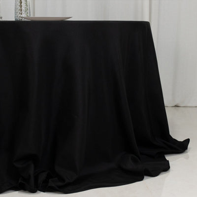 Fire Retardant Premium Polyester 132’’ Round Tablecloth Black - High-Performance Seamless Table Cover - Tablecloths