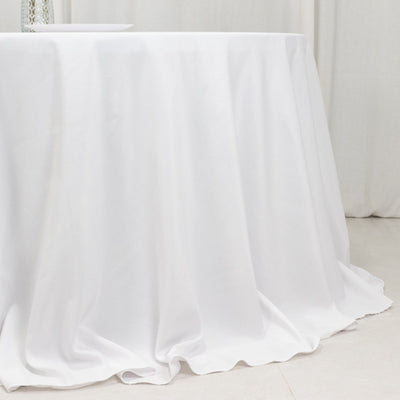 Fire Retardant Premium Polyester 132’’ Round Tablecloth White - Stylish High-Performance Table Cover for Large