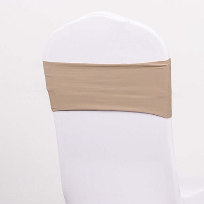 5 Pack Stretch Spandex Chair Sashes Nude - Fitted Finish Two Ply Heavy Duty Chair Bands 5"x12"