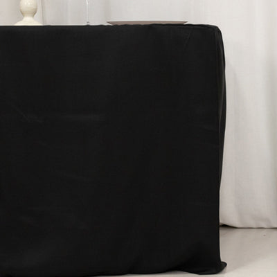 Fitted Polyester 48’’x24’’x30’’ Rectangle Tablecloth Black - Durable and Sleek for Events - Tablecloths