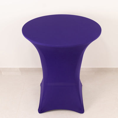 Spandex 36" Round Cocktail Table Cover Purple - Easy to Maintain Stretch Fitted Highboy Tablecloth