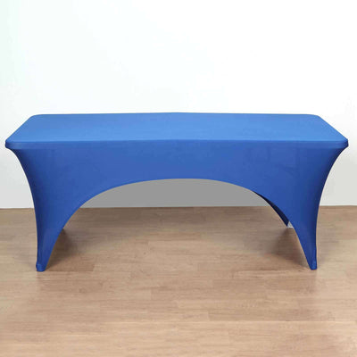 Stretch Spandex 72"x30" Rectangular Table Cover Royal Blue with Curved Open Back Design Tailored Professional Look