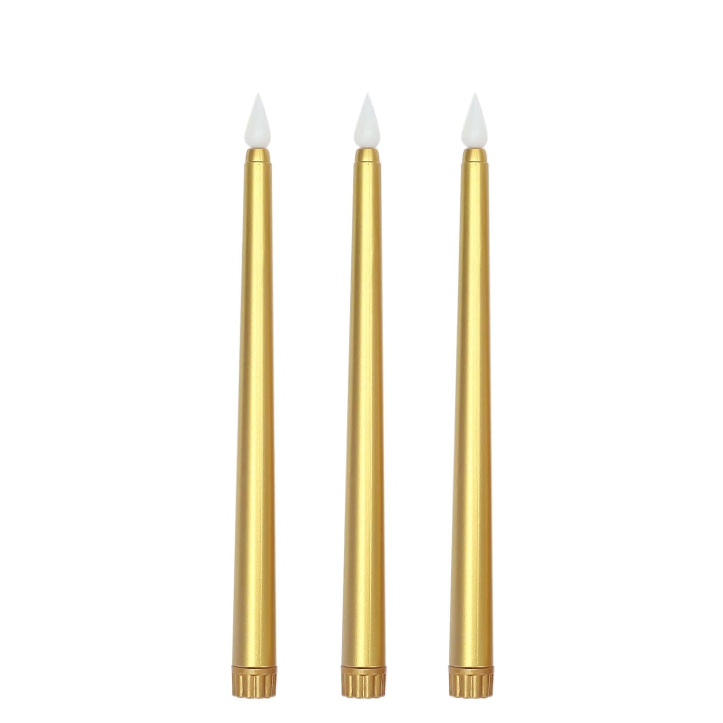 3-Pack LED Decorative Lighting Warm Flickering Gold - Flameless Taper Candles 11"
