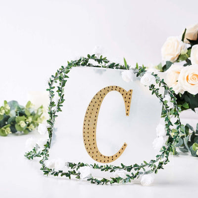 Decorative Rhinestone Alphabet "C" Letter Stickers, Glitter Adhesive Craft Letters Gold DIY Sparkle Embellishments 8"