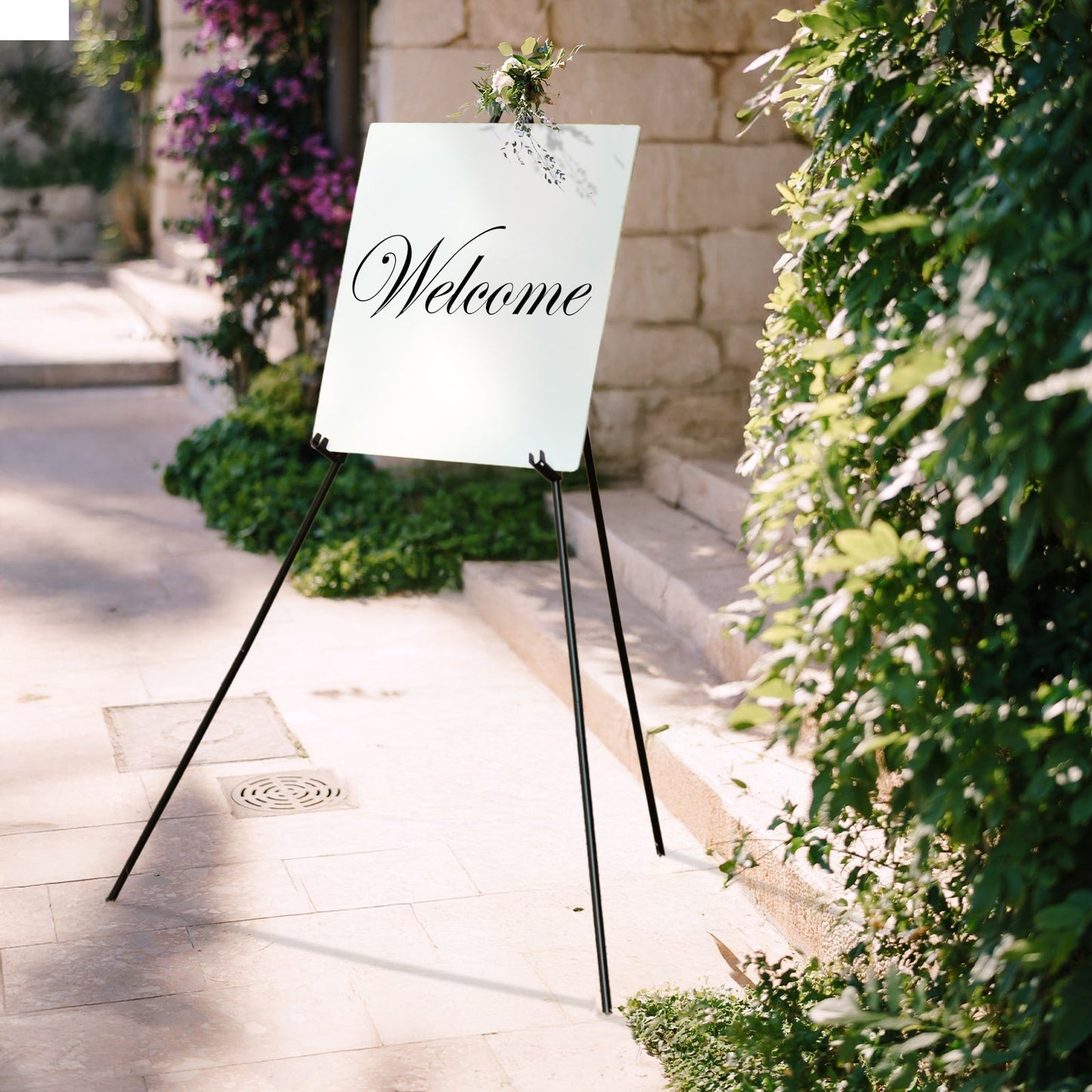 65" Heavy Duty Black Metal Easel Stand - Portable and Adjustable Tripod for Wedding Signs, Posters, and Art