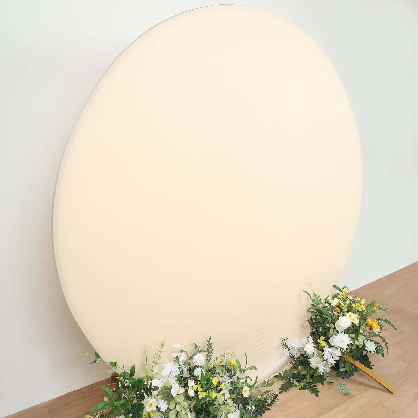 7.5ft Matte Beige Round Spandex Fit Party Backdrop Stand Cover