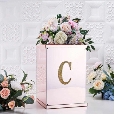 Decorative Rhinestone Alphabet "C" Letter Stickers, Glitter Adhesive Craft Letters Gold DIY Sparkle Embellishments 6"