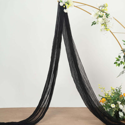 20ft Black Gauze Cheesecloth Fabric Wedding Arch Drapery, Window Scarf Valance, Boho Decor Arbor Curtain Panel