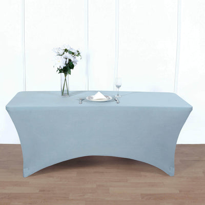Stretch Spandex 6ft Rectangle Tablecloth Dusty Blue - Durable Form-Fitting Table Cover for Events & Presentations