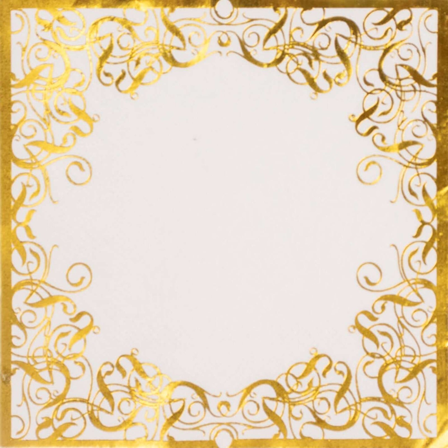 20-Pack Paper Beverage Napkins with Gold Foil Lace Design White - 3 Ply Disposable 18GSM European Style Cocktail Napkins 5"x5"