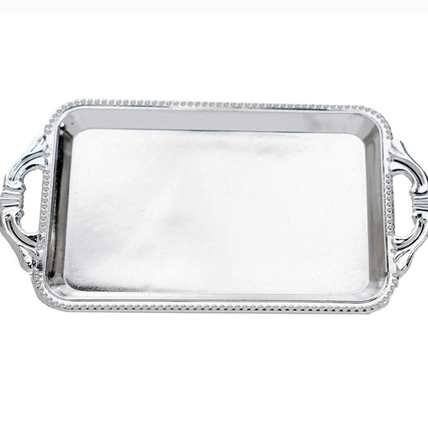 12-Pack Display Trays Party Favor Rectangular Design Silver - Mini Serving Platters for Candy and Desserts 4"